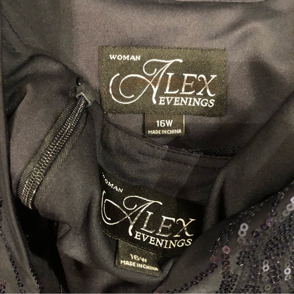 NWT/ NWOT Alex Evenings Tea Length Firework Sequin Jacket Dress Navy - Picture 15 of 16